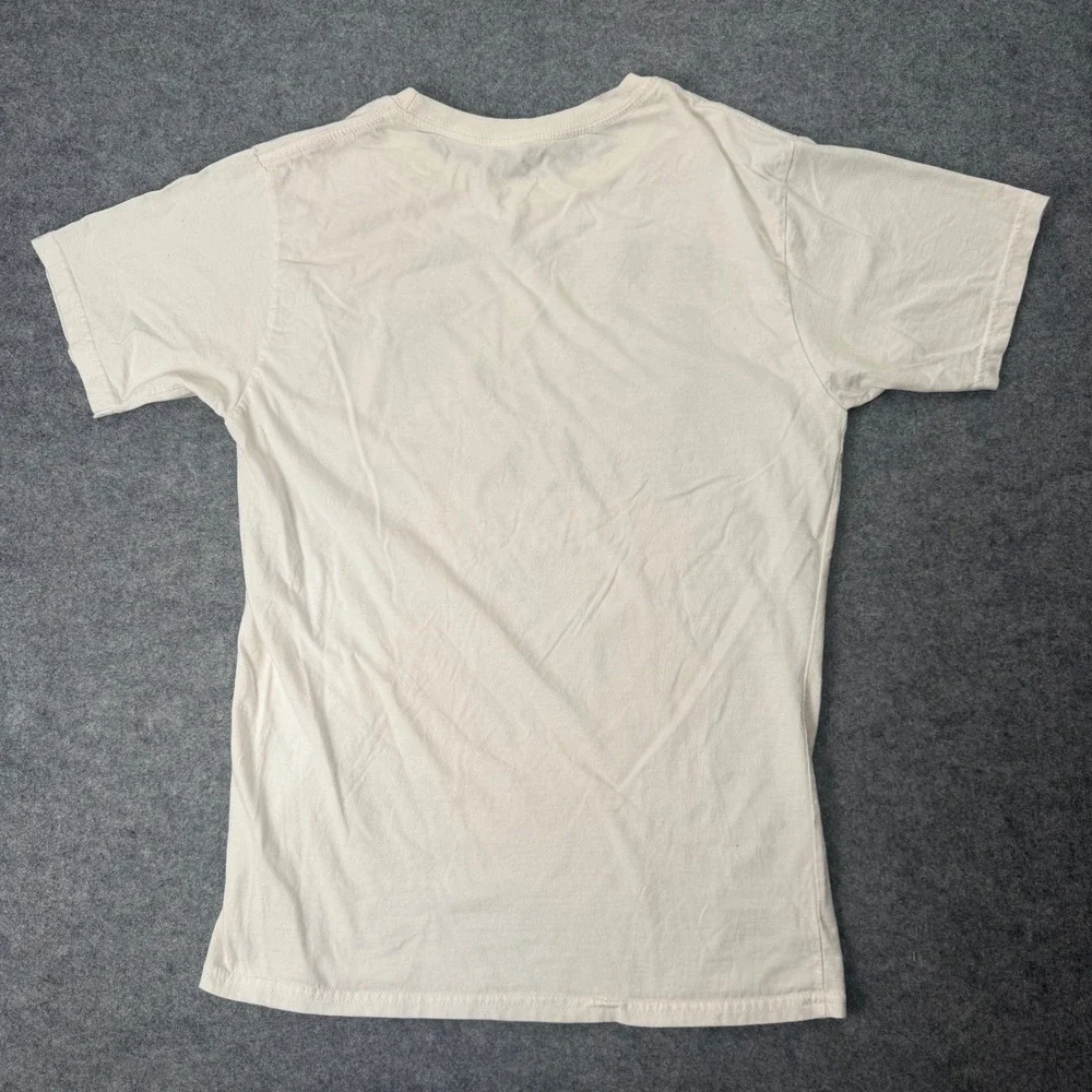 Adidas T-Shirt Cream Black M Cotton Blend Logo Graphic Tee Unisex